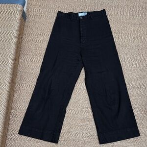 THE GREAT. Black Wide Leg Cropped Pants